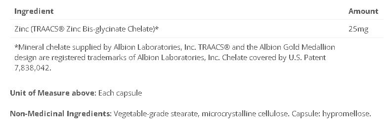Zinc Bis Glycinate - 25mg Full Chelate